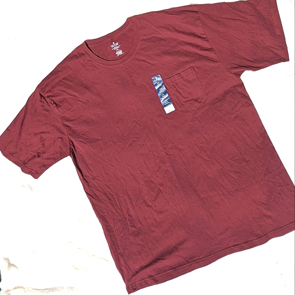 Stafford XXL B Pocket T-shirt Loose Premium Performance Heavyweight Maroon NWT